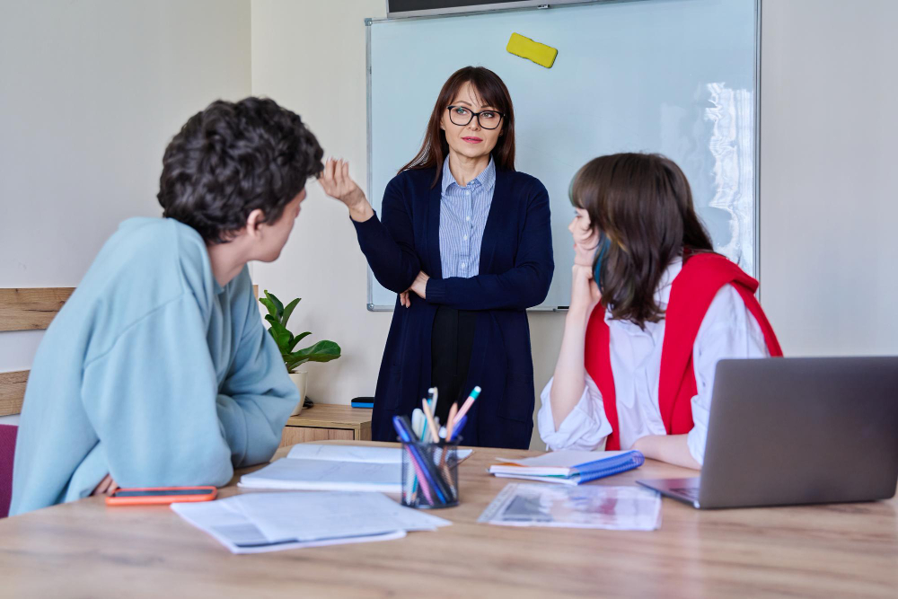 Students Consulting with Advisor